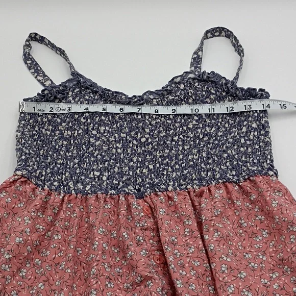 Band Of The Free Tiered Dress Smocked Large Ditsy Floral Western Garden Prairie - Picture 7 of 12